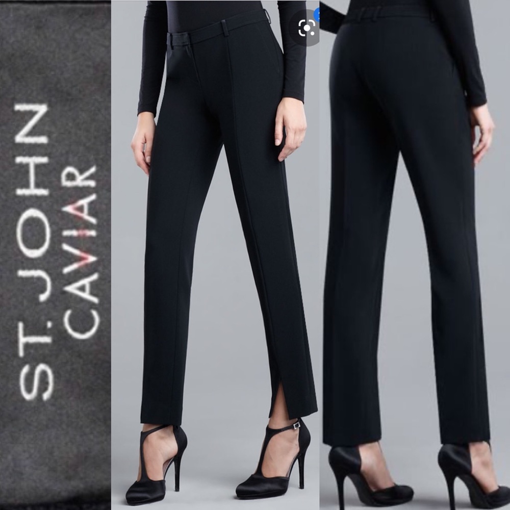 ST. JOHN Caviar Jennifer Black Ankle Slit …